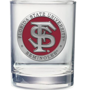 Florida State Seminoles 14oz Pewter Emblem Double Old Fashioned Glass