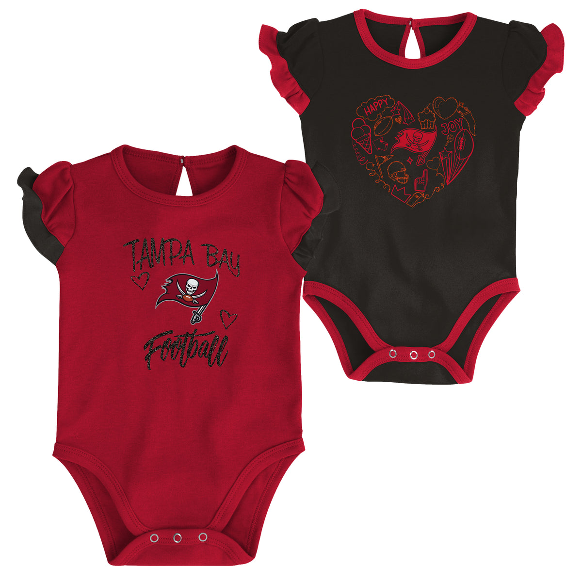 Tampa Bay Buccaneers Newborn Too Much Love 2 Pack Creeper Set Heads