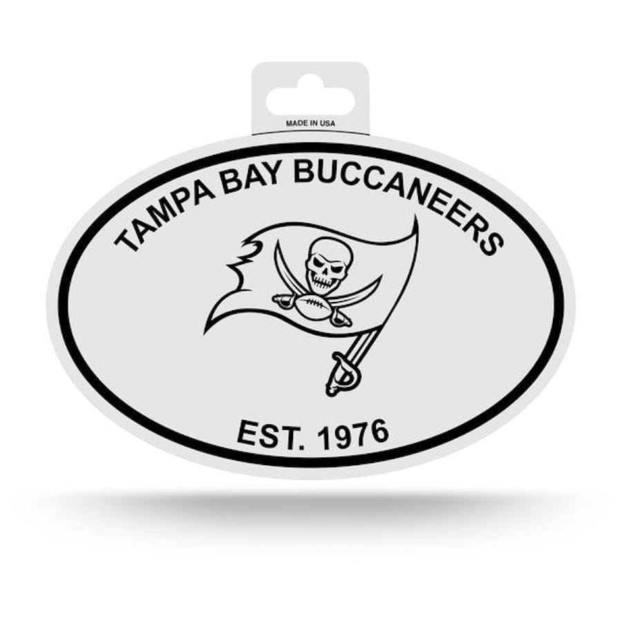 Tampa Bay Buccaneers Black and White Oval Sticker Heads and Tails