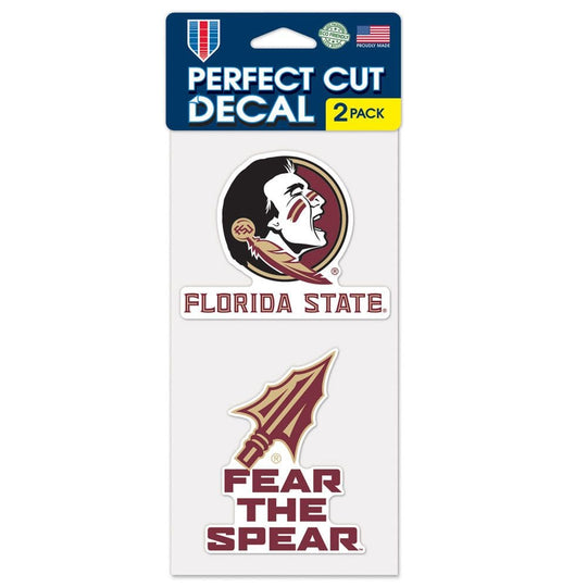 Florida State Seminoles 4" x 4" Slogan & Logo Perfect Cut Decal Set of 2
