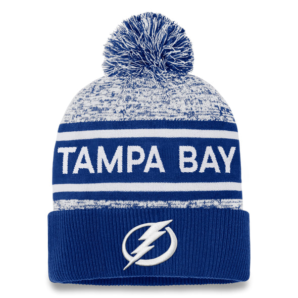 Tampa Bay Lightning Authentic Pro Rink Heathered Cuffed Pom Knit Hat