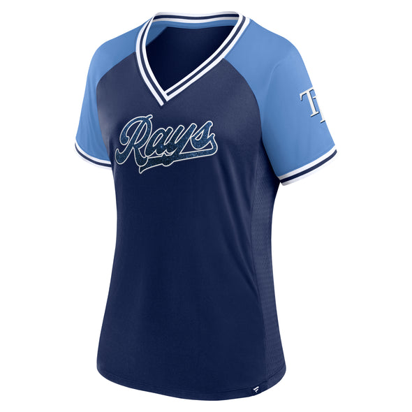 Tampa Bay Rays Women's Glitz & Glam League Diva Raglan V-Neck T-Shirt