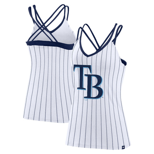 Tampa Bay Rays Women's TB Cap Logo Pinstripe Strappy Back Tank Top