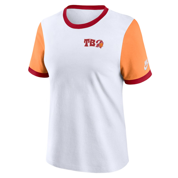 Tampa Bay Buccaneers Nike Women's Retro Left Chest Rewind Ringer Tee