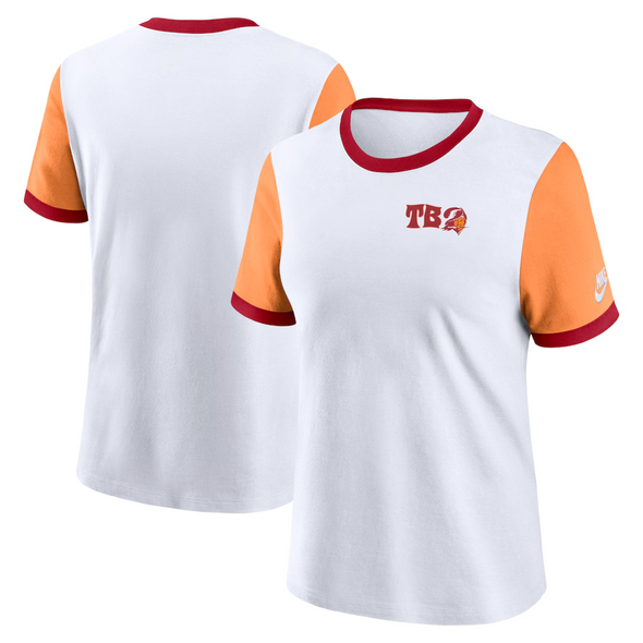 Tampa Bay Buccaneers Nike Women's Retro Left Chest Rewind Ringer Tee