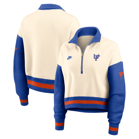 Florida Gators Nike Women's Vault Colorblock Spirit Flag Legacy Phoenix Crop 1/4 Zip Pullover