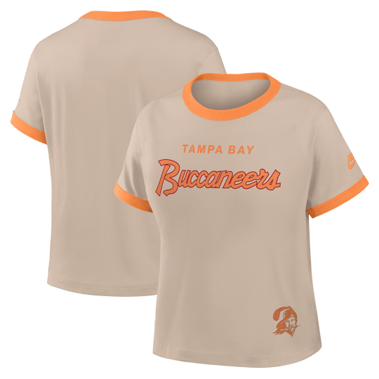 Tampa Bay Buccaneers Nike Women's Retro Man Coverage Cropped Ringer Tee
