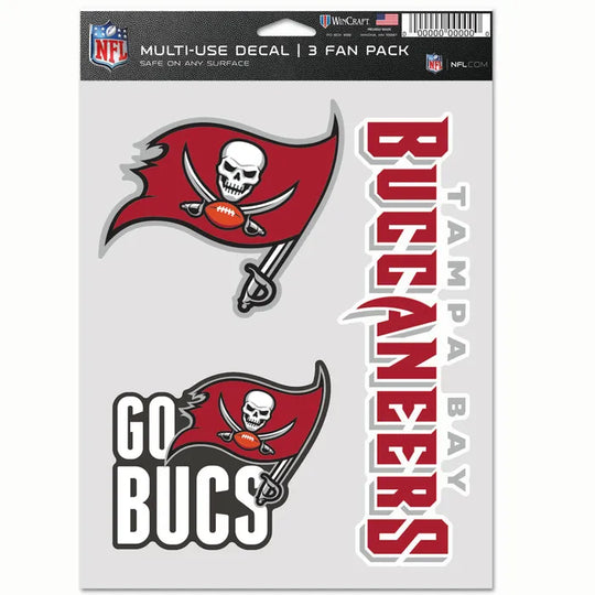 Tampa Bay Buccaneers Team Logos Fan Pack Multi Use Decals- Set of 3