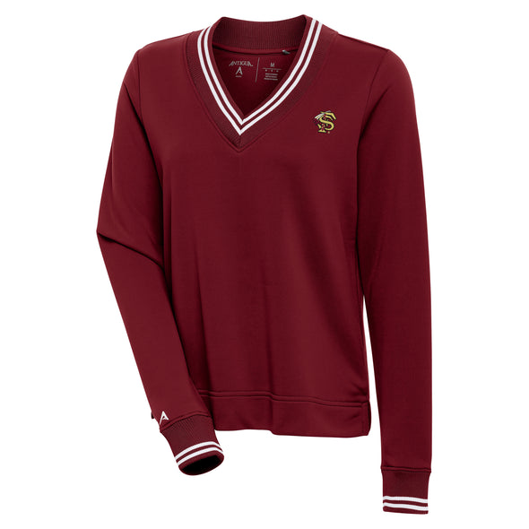 Florida State Seminoles Women's Feathered FS Interlock Logo Parker V-Neck Pullover