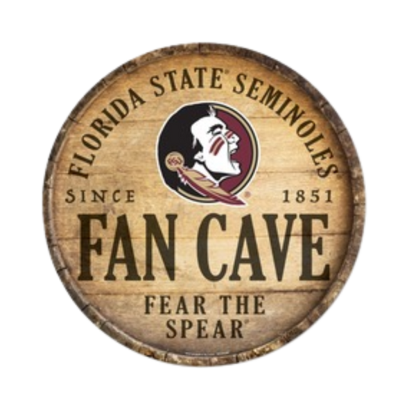 Florida State Seminoles Fan Cave 'Fear The Spear' 14" Round Wooden Sign