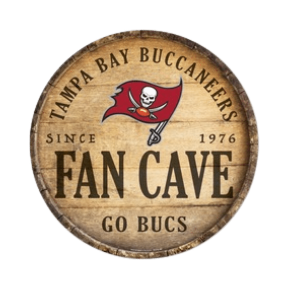 Tampa Bay Buccaneers Fan Cave 'Go Bucs' 14" Round Wooden Sign Heads