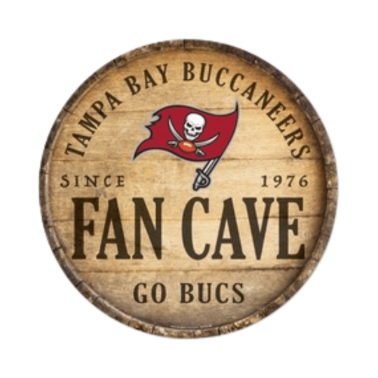 Tampa Bay Buccaneers Fan Cave 'Go Bucs' 14" Round Wooden Sign