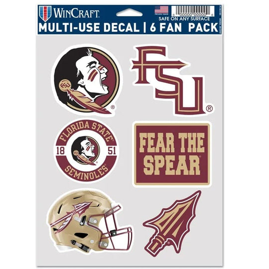 Florida State Seminoles Helmet Multi Use Fan Pack Decals- Set of 6