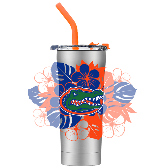 Florida Gators 'Florida' Floral Stainless Steel Straw Tumbler