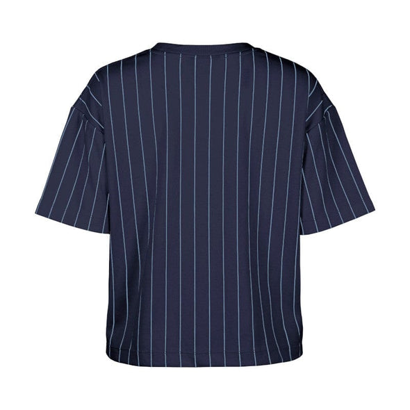 Tampa Bay Rays Women's TB Cap Logo Pinstripe Boxy Crop Tee New Era