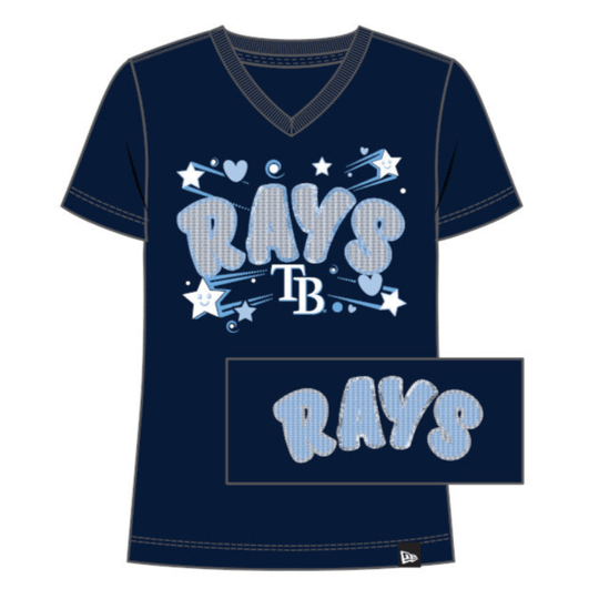 Tampa Bay Rays Girls Youth Reverse Flip Sequin Hearts & Stars Tee