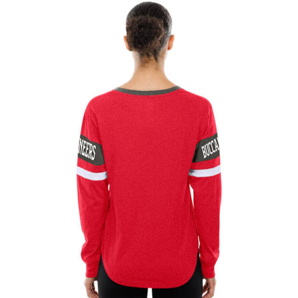 Tampa Bay Buccaneers Women's Lace Up V-Neck Longsleeve Tee