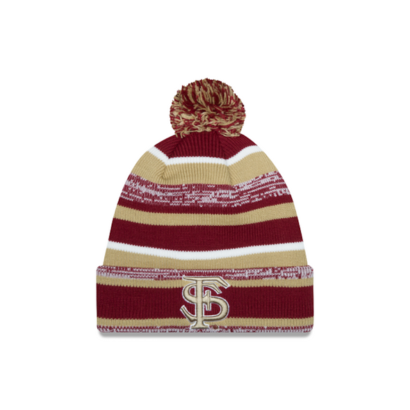 Florida State Seminoles FS Interlock Striped Pom Sports Knit Hat