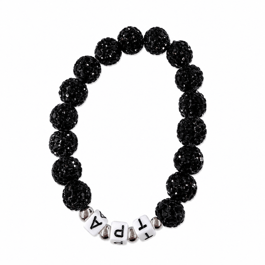 Tampa Bay Black Sparkle Beaded 'TPA' Bracelet