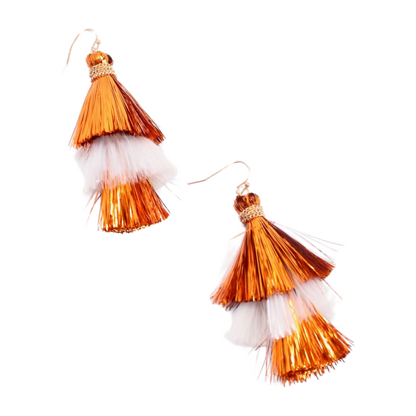 Game Day Party Tinsel Tassel Earrings