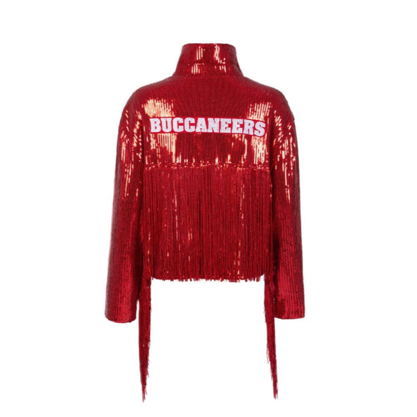 Tampa Bay Buccaneers Women's Sequin Full-Zip Fringe Jacket