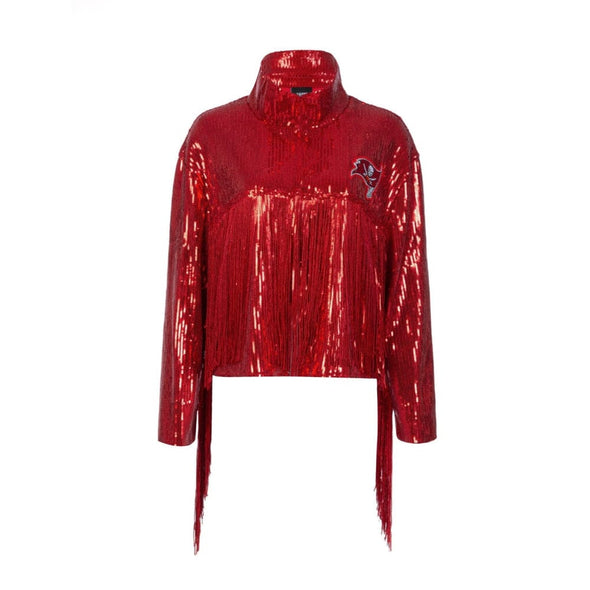 Tampa Bay Buccaneers Women's Sequin Full-Zip Fringe Jacket