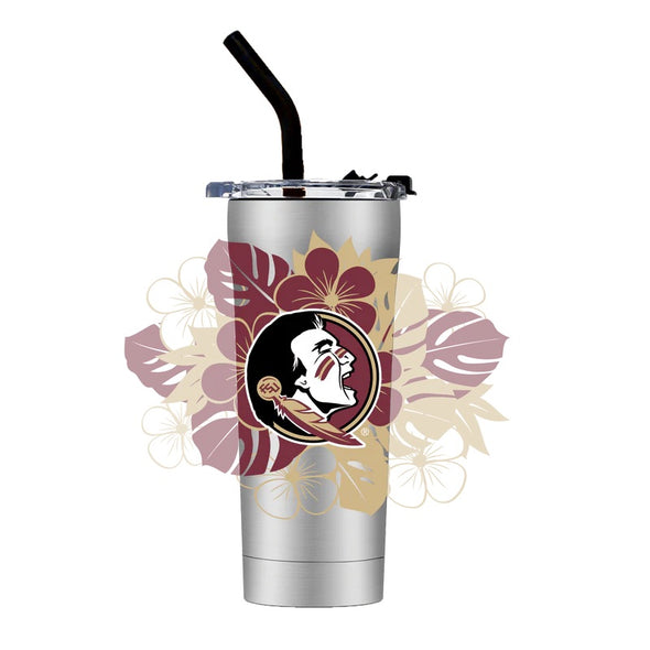 Florida State Seminoles Floral Stainless Steel Straw Tumbler