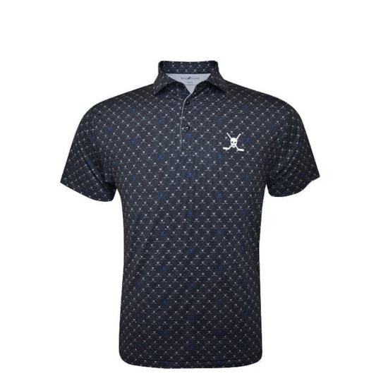 Horn Legend Skull & Hockey Sticks Bamboo Charcoal Custom Repeat Hockey Skull & Dots Polo