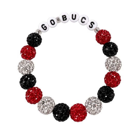Tampa Bay Buccaneers Red & Black Sparkle Beaded 'Go Bucs' Bracelet