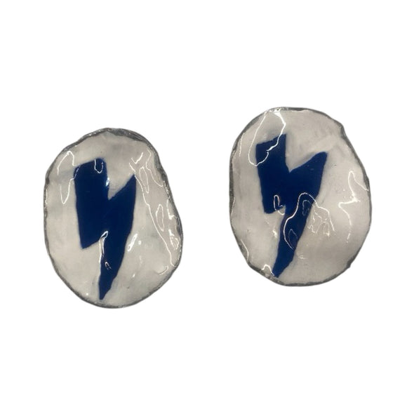 Tampa Bay Lightning Bolt Handpainted Oyster Shell Earrings