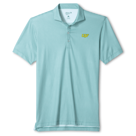 South Florida Bulls Johnnie-O Vault USF Script Hex Printed Jersey Performance Polo