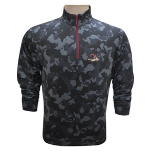 Florida State Seminoles Horn Legend Flat FSU With Spear Bamboo Charcoal Camo Print 1/4 Zip Pullover