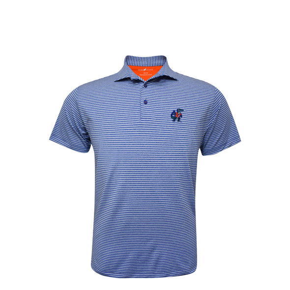 Florida Gators Horn Legend Standing Alfred Logo Performance 4 Way Stretch Heather Stripe Polo