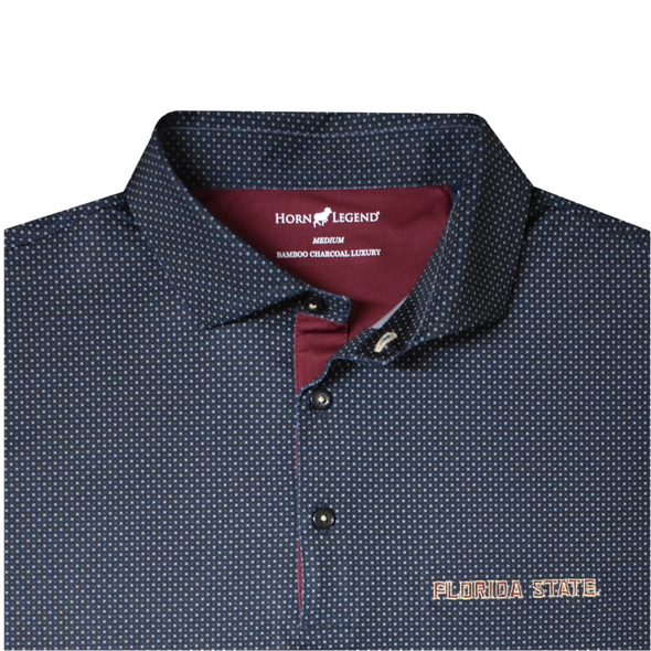 Florida State Seminoles Horn Legend Wordmark Bamboo Charcoal Checkers Polo