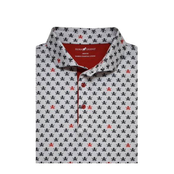 Horn Legend Bamboo Charcoal Repeat Pirate Pattern Polo