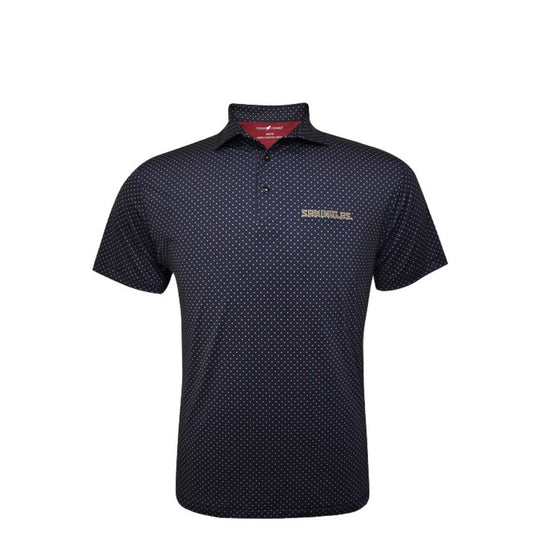 Florida State Seminoles Horn Legend 'SEMINOLES' Wordmark Bamboo Charcoal Diamond Polo
