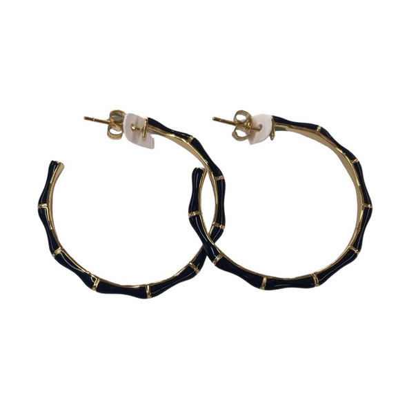 Tampa Bay Rays Bamboo Enamel And Gold Plated Hoops