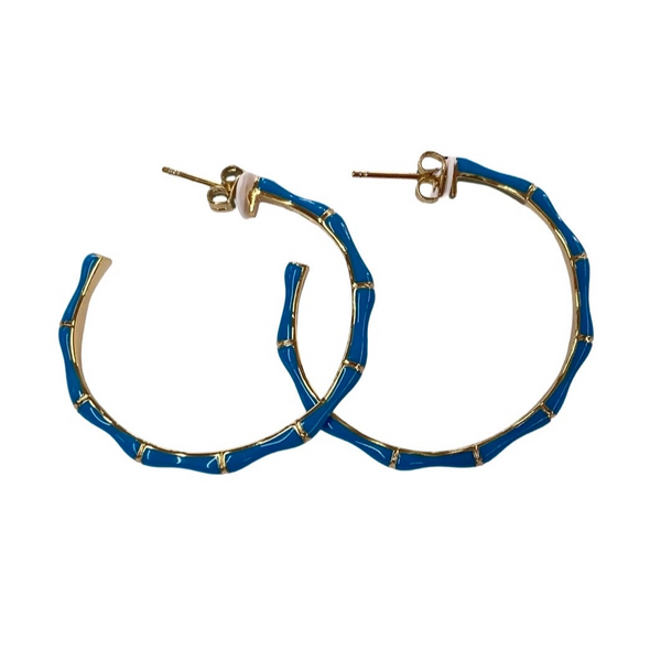 Tampa Bay Rays Bamboo Enamel And Gold Plated Hoops