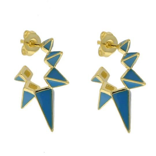 Tampa Bay Rays Enamel And Gold Plated Mini Ray Hoops