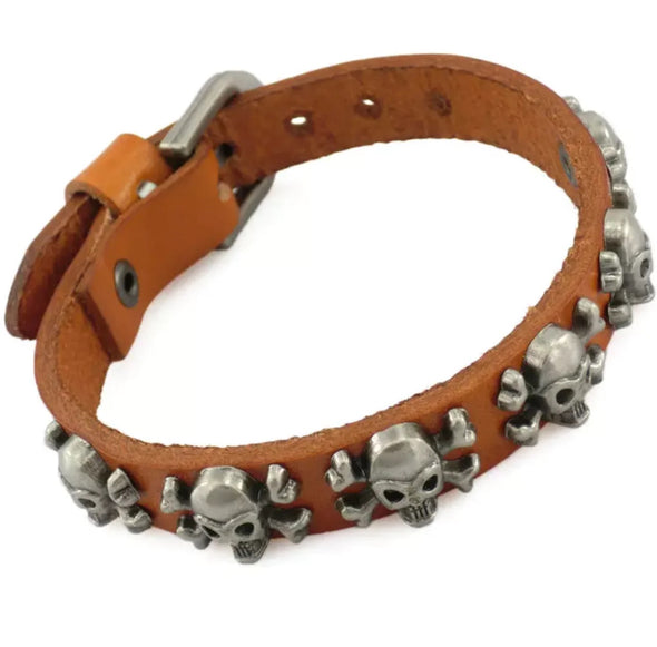 Tampa Bay Buccaneers Men's Skull Leather Bracelets