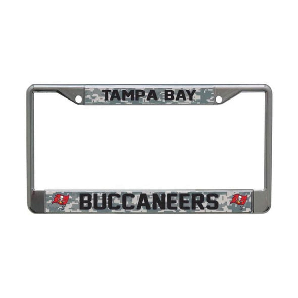 Tampa Bay Buccaneers Team Name Camo Back License Plate Frame