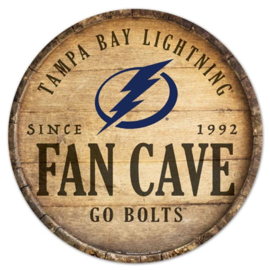 Tampa Bay Lightning Fan Cave 'Lightning' 14" Round Wooden Sign