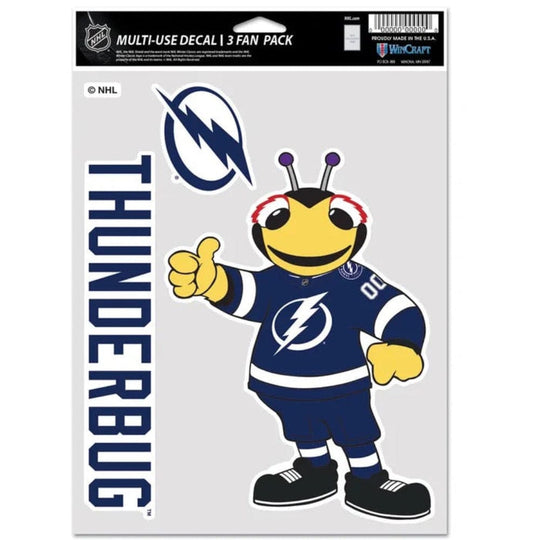 Tampa Bay Lightning Thunderbug Team Mascot Multi-use Fan Pack Perfect Cut Decals- Set of 3