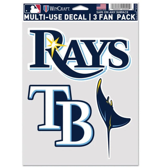 Tampa Bay Rays Original Team Logo Multi Use Fan Pack Perfect Cut Decals- Set of 3