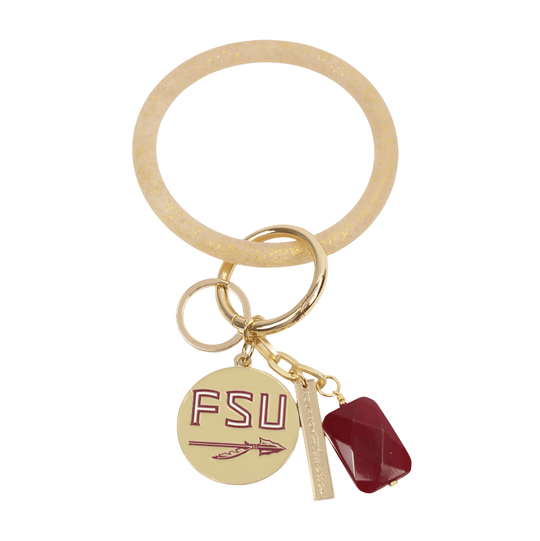 Florida State Seminoles Bracelet Key Ring with Name Plate Charm & Garnet Stone
