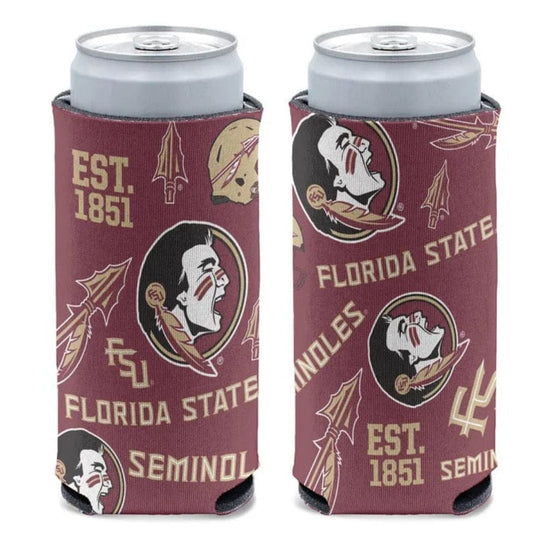 Florida State Seminoles Scatterprint 12oz Two Sided Primary Logo Slim Can Cooler