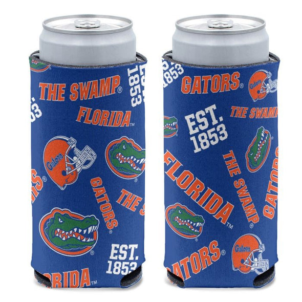 Florida Gators 12oz Scattered Print Slim Can Cooler