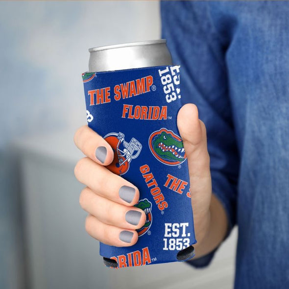 Florida Gators 12oz Scattered Print Slim Can Cooler