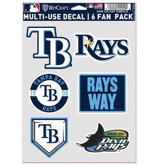 Tampa Bay Rays Original Team Logo Multi Use Fan Pack Perfect Cut Decals- Set of 6