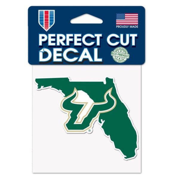 South Florida Bulls 4" x 4" State Shape  Perfect Cut Decal